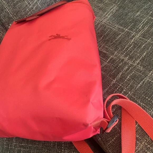 Longchamp Coral Pink Backpack Adjustable Straps - Picture 3 of 14